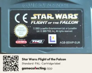 Star Wars: Flight of the Falcon Game Boy Advance, PAL cartridge label