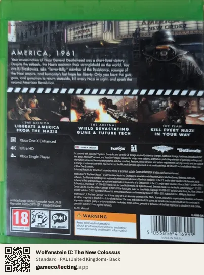 Wolfenstein II: The New Colossus Xbox One, United Kingdom box back