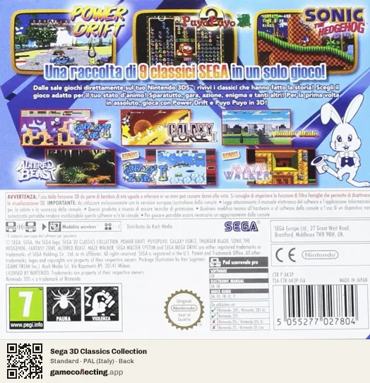 Sega 3D Classics Collection Nintendo 3DS, Italy box back