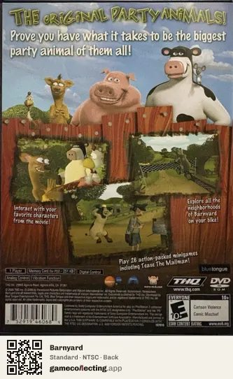 Barnyard PlayStation 2, NTSC box back