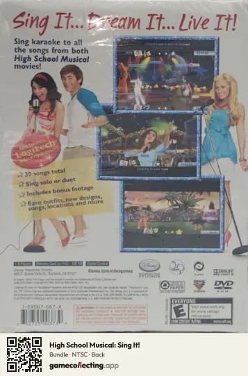 High School Musical: Sing It! PlayStation 2, NTSC box back