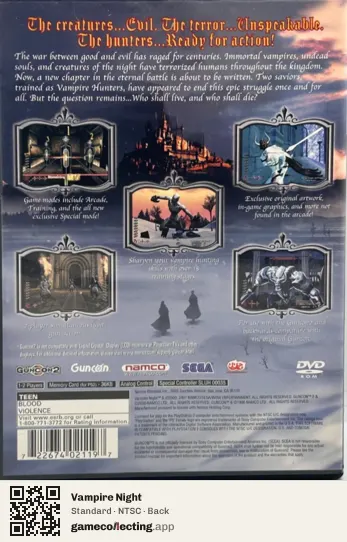 Vampire Night PlayStation 2, NTSC box back