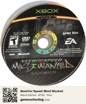 Need for Speed: Most Wanted Xbox, NTSC disc