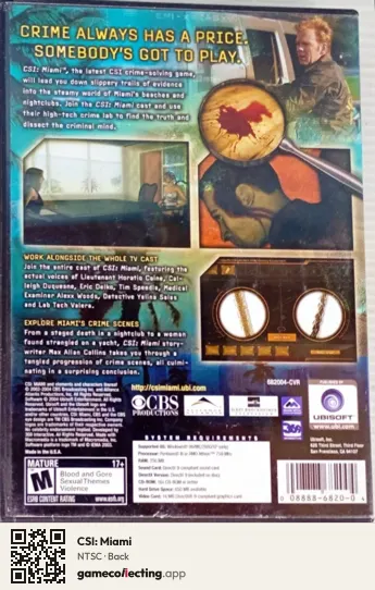 CSI: Miami Computer, NTSC box back