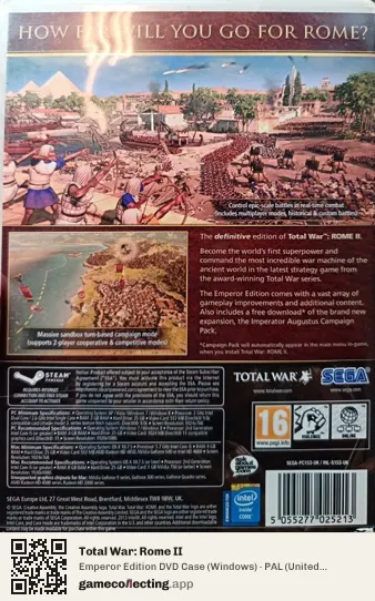 Total War: Rome II Computer, United Kingdom box back