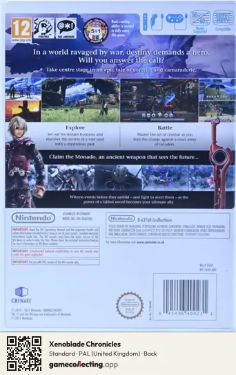 Xenoblade Chronicles Nintendo Wii, United Kingdom box back