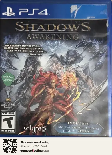 Shadows: Awakening PlayStation 4, NTSC box front