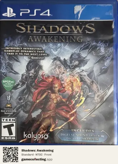 Shadows: Awakening PlayStation 4, NTSC box front