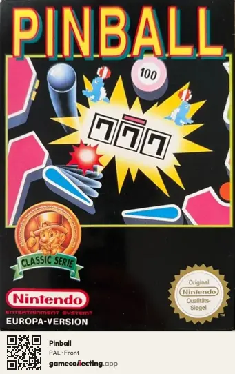 Pinball Nintendo Entertainment System, PAL box front
