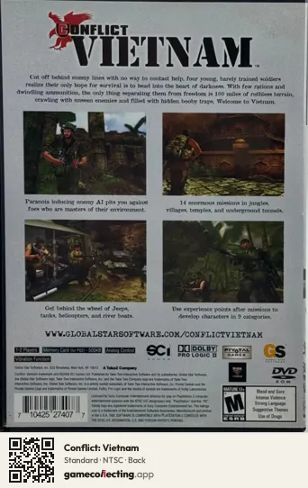 Conflict: Vietnam PlayStation 2, NTSC box back