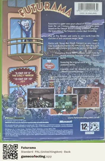 Futurama Xbox, United Kingdom box back