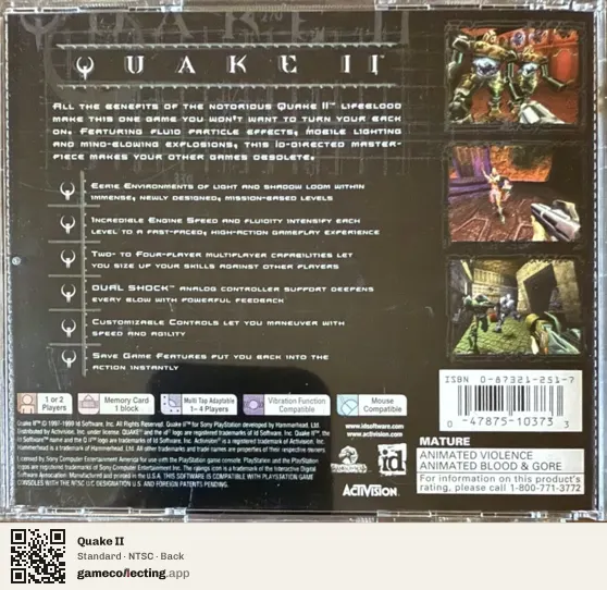 Quake II PlayStation, NTSC box back