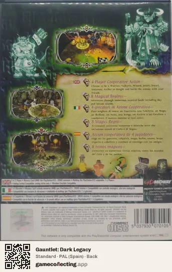 Gauntlet: Dark Legacy PlayStation 2, Spain box back