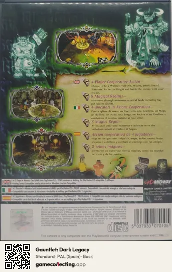 Gauntlet: Dark Legacy PlayStation 2, Spain box back
