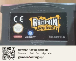 Rayman Raving Rabbids Game Boy Advance, PAL cartridge label