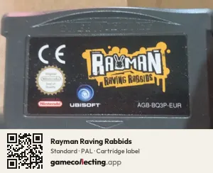 Rayman Raving Rabbids Game Boy Advance, PAL cartridge label