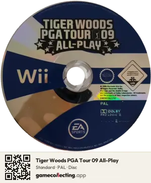 Tiger Woods PGA Tour 09 All-Play Nintendo Wii, PAL disc
