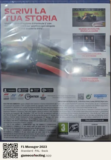 F1 Manager 2023 PlayStation 5, PAL box back