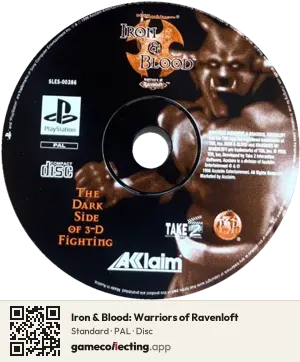 Iron & Blood: Warriors of Ravenloft PlayStation, PAL disc
