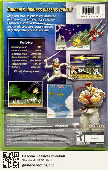 Capcom Classics Collection Xbox, NTSC box back