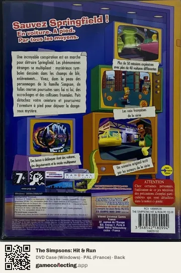 The Simpsons: Hit & Run Computer, France box back