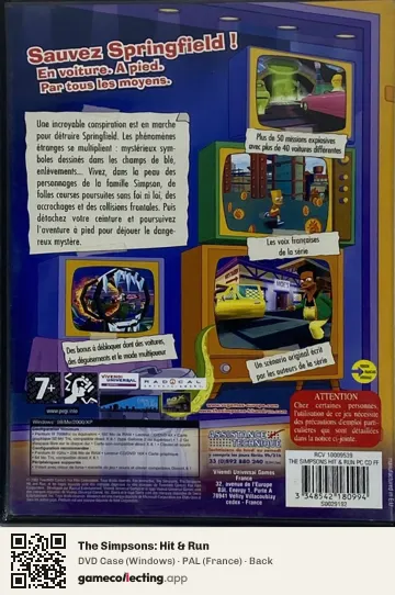 The Simpsons: Hit & Run Computer, France box back