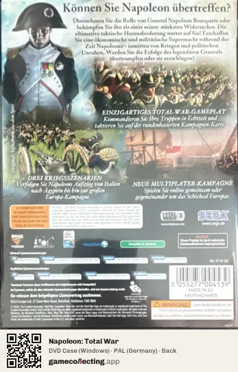 Napoleon: Total War Computer, Germany box back