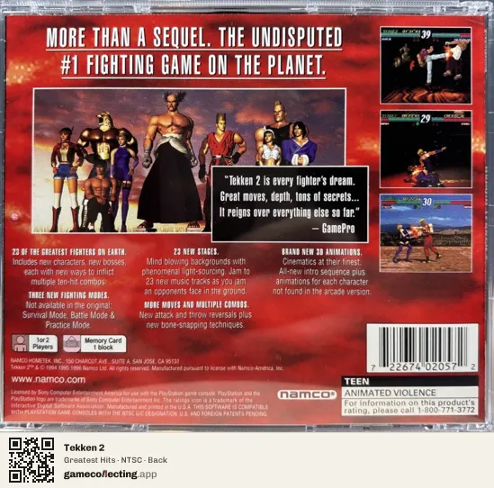 Tekken 2 PlayStation, NTSC box back