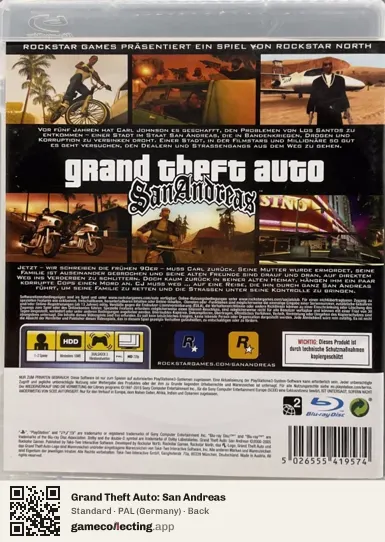 Grand Theft Auto: San Andreas PlayStation 3, Germany box back