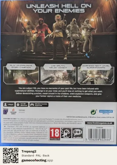 Trepang2 PlayStation 5, PAL box back