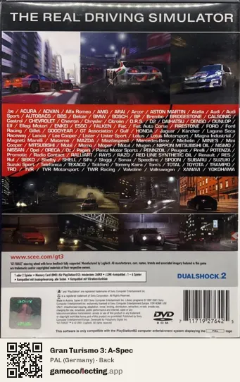 Gran Turismo 3: A-Spec PlayStation 2, Germany box back