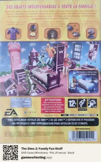 The Sims 2: Family Fun Stuff Computer, France box back