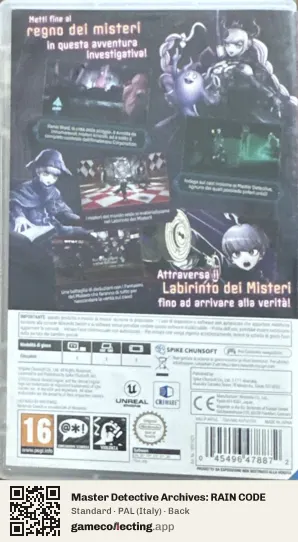 Master Detective Archives: RAIN CODE Nintendo Switch, Italy box back