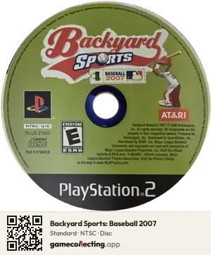 Backyard Sports: Baseball 2007 PlayStation 2, NTSC disc