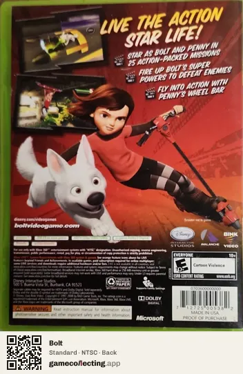 Bolt Xbox 360, NTSC box back