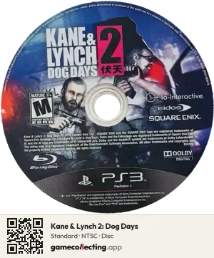 Kane & Lynch 2: Dog Days PlayStation 3, NTSC disc