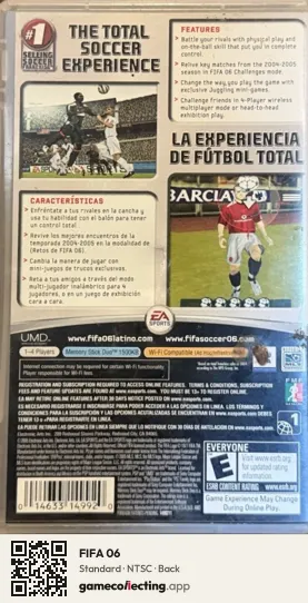 FIFA 06 PlayStation Portable, NTSC box back