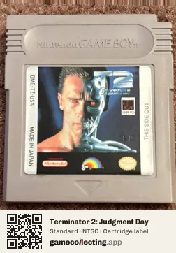 Terminator 2: Judgment Day Game Boy, NTSC cartridge label