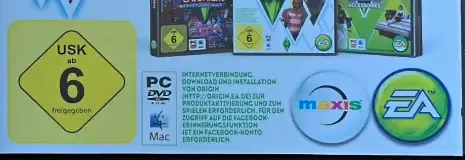 The Sims 3, the USK square on its front
