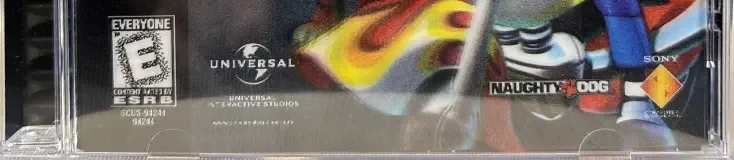 Crash Bandicoot: Warped, the ESRB box on its front