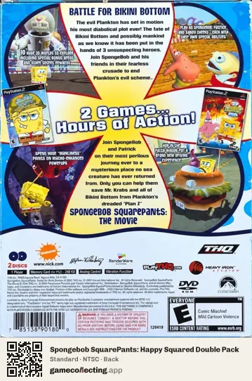 Spongebob SquarePants: Happy Squared Double Pack PlayStation 2, NTSC box back