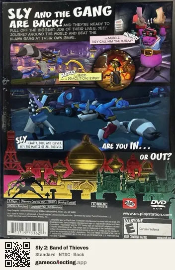 Sly 2: Band of Thieves PlayStation 2, NTSC box back