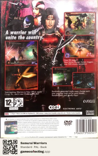 Samurai Warriors PlayStation 2, PAL box back