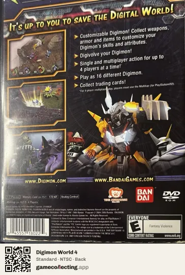 Digimon World 4 PlayStation 2, NTSC box back