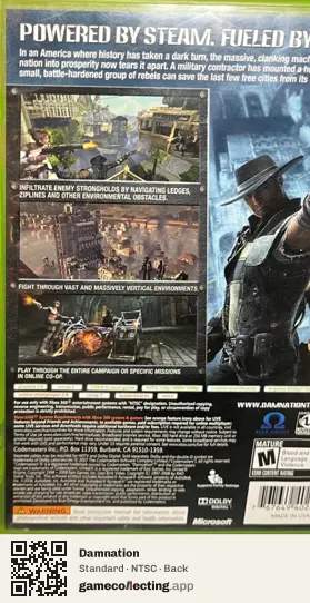 Damnation Xbox 360, NTSC box back