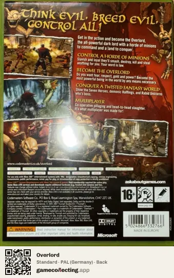 Overlord Xbox 360, Germany box back