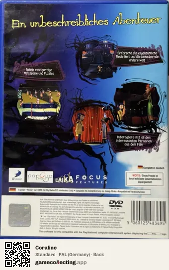 Coraline PlayStation 2, Germany box back