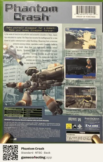 Phantom Crash Xbox, NTSC box back