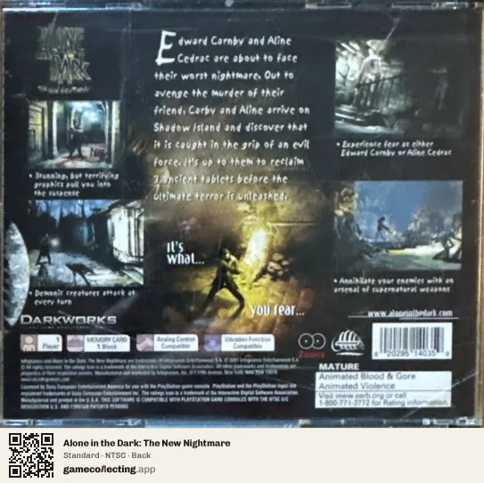 Alone in the Dark: The New Nightmare PlayStation, NTSC box back