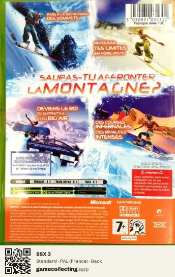 SSX 3 Xbox, France box back